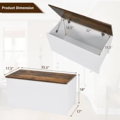 Costway Flip-top Storage Chest Lift Top Storage Bench Wooden Deck Box Toy Box