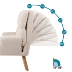 Sapphtopaz Modern Accent Chair With Ottoman Set, Living Room Chairs With Wood Legs Adjustable Backrest, Lounge Chair For Living Room, Bedroom, Office