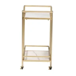 Louise Metal And Marble 2 Tier Wine Cart Gold/White Marble - Baxton Studio -Baxton Studio Sale Shop GUEST ddc4acbd f531 4487 8e3c c6ff51af2288