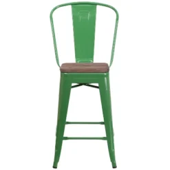 Flash Furniture 24" High Metal Counter Height Stool With Back And Wood Seat -Baxton Studio Sale Shop GUEST de4595d5 306d 4aa9 a175 f89ff333ba68