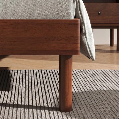 Roundhill Furniture Wyller 2-Piece Bedroom Set, Platform Bed With Nightstand, Natural Walnut, Queen 8 Roundhill Furniture Wyller 2-Piece Bedroom Set, Platform Bed With Nightstand, Natural Walnut, Queen - Image 8