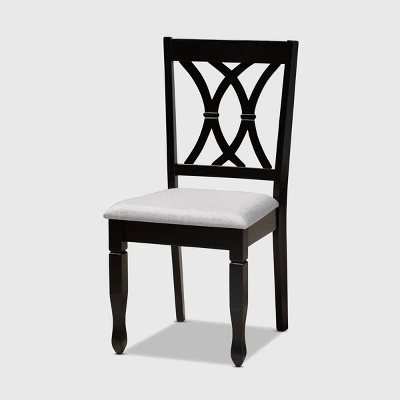 7pc Reneau Upholstered Wood Dining Set Sand Gray/Espresso - Baxton Studio 1 7pc Reneau Upholstered Wood Dining Set Sand Gray/Espresso - Baxton Studio