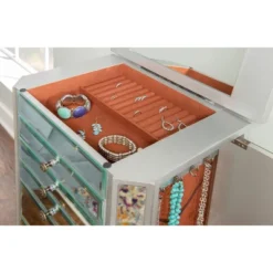 Aislin Jewelry Armoire Mirror/Silver - Powell Company -Baxton Studio Sale Shop GUEST df221d86 0ec5 423d b321 22c898bab998