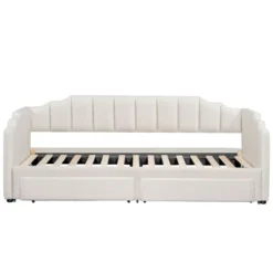 ModernLuxe Twin XL Size Extendable Daybed, Twin XL To King Storage Bed Frame With Two Drawers And LED Light -Baxton Studio Sale Shop GUEST df351588 cef4 458f bf1f 5f1ba1a91046