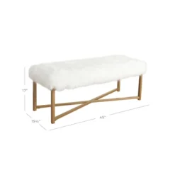 Faux Fur Rectangle Bench White - HomePop -Baxton Studio Sale Shop GUEST df39e8d0 4b9d 48b3 aba3 759fc67ee813
