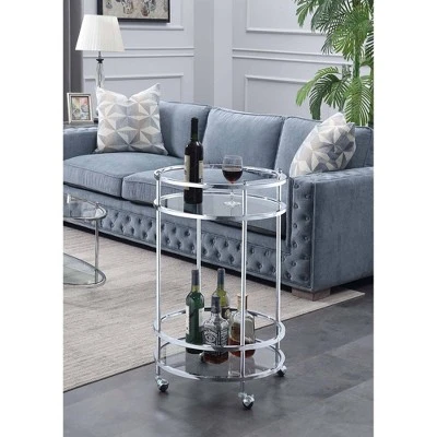Royal Crest Bar Cart With Wheels Chrome - Breighton Home 1 Royal Crest Bar Cart With Wheels Chrome - Breighton Home