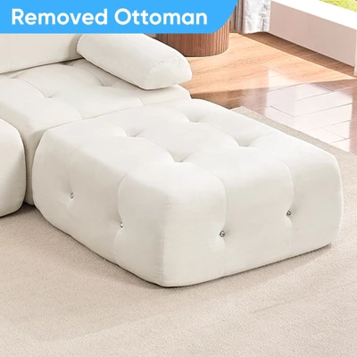 Mjkone L-Shaped Velvet 3-Seater Modular Sectional Sofa With Ottoman, Convertible Sofa Couches With Rivet Trim 12 Mjkone L-Shaped Velvet 3-Seater Modular Sectional Sofa With Ottoman, Convertible Sofa Couches With Rivet Trim - Image 12