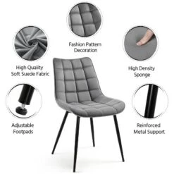 Yaheetech Set Of 2 Dining Kitchen Chairs With Backrest For Kitchen, Gray -Baxton Studio Sale Shop GUEST dfbbe75e 4407 403a 945e 069fc75c3d71