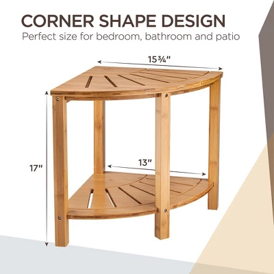 Bambusi Bamboo Corner Bench With Shelf For Bathroom, Living Room, Entryway Or Outside 2 Bambusi Bamboo Corner Bench With Shelf For Bathroom, Living Room, Entryway Or Outside - Image 2