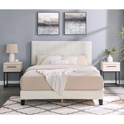 Roundhill Furniture Findlay 3-Piece Bedroom Set, Plush 3D Upholstered Bed With Two Nightstands 16 Roundhill Furniture Findlay 3-Piece Bedroom Set, Plush 3D Upholstered Bed With Two Nightstands - Image 16