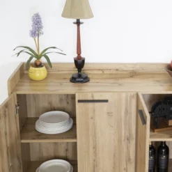 FC Design 62"W Sideboard Storage Cabinet, Large Dining Server Cupboard Buffet Table With Two Storage Cabinets -Baxton Studio Sale Shop GUEST e01adda6 ee3a 4497 8083 0a4862a059ad