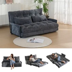 MAXYOYO Adjustable Floor Sofa Bed With 2 Pillows, Multi-Functional Sleeper Bed
