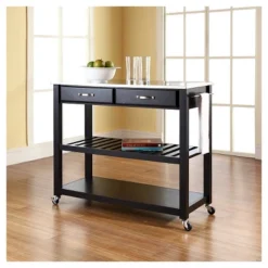 Stainless Steel Top Kitchen Cart/Island With Optional Stool Storage - Crosley -Baxton Studio Sale Shop GUEST e05ca4fa 285a 4469 b1ff d98232037f69