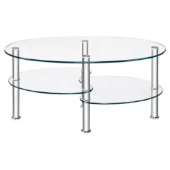 Costway Tempered Glass Oval Side Coffee Table Shelf Chrome Base Living Room Clear 15 Costway Tempered Glass Oval Side Coffee Table Shelf Chrome Base Living Room Clear -Baxton Studio Sale Shop GUEST e0a7d69d 7881 4e4a a96b dff198348f98