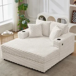 60" Oversized Plush Chaise Lounge W/ Pillows & Armrests - Convertible Sleeper Sofa Bed For LR/Bedroom, Modern Upholstered Reading Chair -Baxton Studio Sale Shop GUEST e0ac6ea0 705f 44ed 9eb8 064fa7d60d49