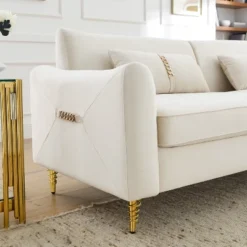 80.3" Modern Velvet Tufted Sofa With 2 Pillows And Gold Legs - ModernLuxe -Baxton Studio Sale Shop GUEST e159de02 1596 4513 8854 bc5f2077d03f