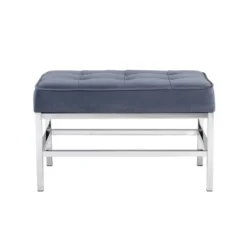 Ashlar Velvet Tufted Ottoman Blue Dusk - Studio Designs Home -Baxton Studio Sale Shop GUEST e18201ef 7a07 415f a45e 378958d9d7c4