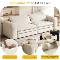 TiramisuBest 93" King Size 3-in-1 Convertible Sleeper Sofa Bed With Chaise Lounge And 2 Lumbar Pillows,Beige -Baxton Studio Sale Shop GUEST e1a416fa a009 4c00 a736 aaf5de7a51bd