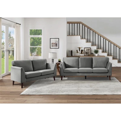 Tolley Velvet Loveseat In Gray - Lexicon 2 Tolley Velvet Loveseat In Gray - Lexicon - Image 2