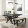 Hayden 4pc Extendable Dining Set With Bench And 2 Slat Back Chairs Slate - Crosley