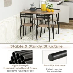 Costway 5PCS Dining Table Set 4 Chairs Wood & Metal Frame Space-saving Kitchen Furniture -Baxton Studio Sale Shop GUEST e25c0aef 94d8 4de3 b1cf c9be730cc1a9