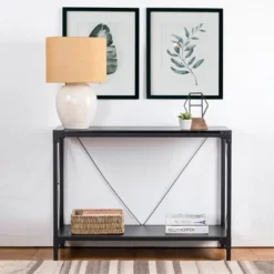 Modern Industry Metal/Wooden Console Table - Glitzhome
