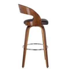 30" Shelly Faux Leather Wood Swivel Barstool Brown - Armen Living