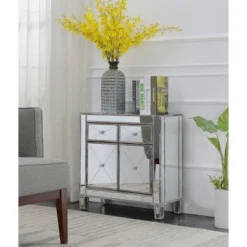 Gold Coast Vineyard 2 Drawer Mirrored Cabinet Weathered Gray - Breighton Home -Baxton Studio Sale Shop GUEST e318b972 e416 4000 aabc a016c13f533d