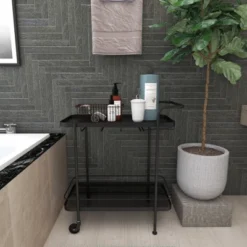 Contemporary Metal Bar Cart Black - Olivia & May -Baxton Studio Sale Shop GUEST e31f37b8 9f82 4a0f 950e ddbe11846936