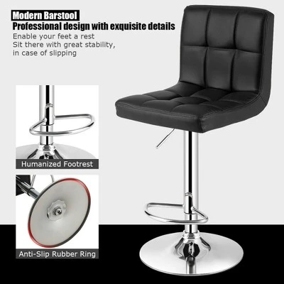 Costway Set Of 4 PU Leather Bar Stool Swivel Bar Chair W/ Adjustable Height 7 Costway Set Of 4 PU Leather Bar Stool Swivel Bar Chair W/ Adjustable Height - Image 7