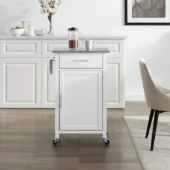 Savannah Stainless Steel Top Compact Kitchen Island Cart White - Crosley -Baxton Studio Sale Shop GUEST e3c3e3db 2132 43b8 846d 124b37ada267