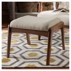 Roxy Mid-Century Modern Wood Finish And Fabric Upholstered Ottoman Light Beige/Walnut Brown - Baxton Studio 7 Roxy Mid-Century Modern Wood Finish And Fabric Upholstered Ottoman Light Beige/Walnut Brown - Baxton Studio -Baxton Studio Sale Shop GUEST e40da519 96e3 442f a25c d083ee23b914