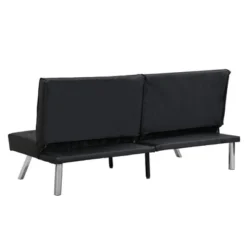 SKRAN Futon Sofa Bed With Wood Frame,stainless Leg For Small Space Living Room, Bedroom Office,Black PVC -Baxton Studio Sale Shop GUEST e46c2513 80a5 4ba6 8f52 1e6c580a94ec