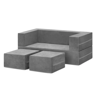 Delta Children Kids' And Toddlers Convertible Sofa And Play Set - Modular Foam Couch And Flip Out Lounger With 2 Ottomans - Gray - 3ct 6 Delta Children Kids' And Toddlers Convertible Sofa And Play Set - Modular Foam Couch And Flip Out Lounger With 2 Ottomans - Gray - 3ct - Image 6
