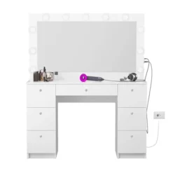 Boahaus Juliana Lighted Makeup Vanity With 7 Drawers USB Ports And Power Outlet -Baxton Studio Sale Shop GUEST e4967b26 7f3a 4b09 991e 68711877c1c7