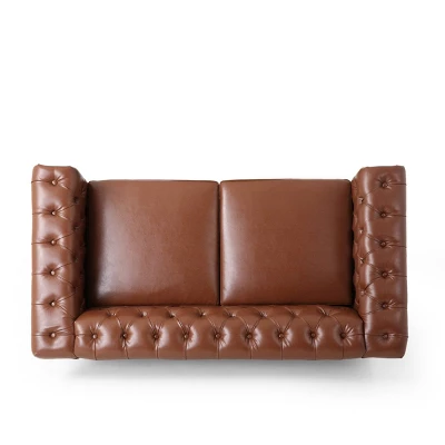 Brinkhaven Contemporary Button Tufted Loveseat With Nailhead Trim - Christopher Knight Home 2 Brinkhaven Contemporary Button Tufted Loveseat With Nailhead Trim - Christopher Knight Home - Image 2