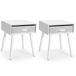 Costway Set Of 2 Mid-Century Nightstand End Accent Bedside Table W/ Drawer Rustic WhiteBrown 19 Costway Set Of 2 Mid-Century Nightstand End Accent Bedside Table W/ Drawer Rustic WhiteBrown -Baxton Studio Sale Shop GUEST e4ce0efe 3dd8 4447 9f81 ed76fe4d69b3