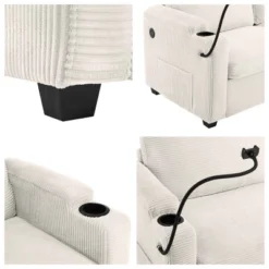 Sleeper Loveseat With Full-Size Mattress, Sofa With USB Ports And Cup Holders, Sofa Bed With Steel Frame And Corduroy Cushion-Baofuwish -Baxton Studio Sale Shop GUEST e4ed91b0 8508 4be8 95b2 0be888e98c7e