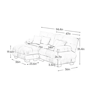 Christopher Knight Home Nelson Chenille 94" Sectional Sofa With Upholstered Wide Arm Sofa And Convertible Ottoman 6 Christopher Knight Home Nelson Chenille 94" Sectional Sofa With Upholstered Wide Arm Sofa And Convertible Ottoman - Image 6