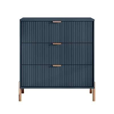 Festivo 3pc Modern Elegance 3 Drawer Nightstands And 3 Drawer Dresser Set Navy 7 Festivo 3pc Modern Elegance 3 Drawer Nightstands And 3 Drawer Dresser Set Navy - Image 7