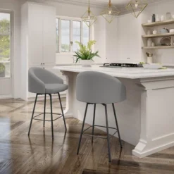 Nelly Swivel Barstool Light Gray/Black - Amisco 11 Nelly Swivel Barstool Light Gray/Black - Amisco -Baxton Studio Sale Shop GUEST e5516b68 6969 420a a908 8fc2e1ea65df