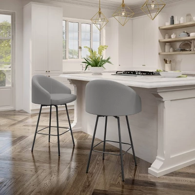 Nelly Swivel Barstool Light Gray/Black - Amisco 5 Nelly Swivel Barstool Light Gray/Black - Amisco - Image 5