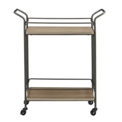 Wilkin Bronze Finish And Wood Straight Lines Bar Cart Bronze/Walnut - Inspire Q -Baxton Studio Sale Shop GUEST e5600553 906b 40c7 bad3 efd4463186fb