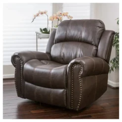 Charlie Faux Leather Leather Glider Recliner Club Chair Dark Brown - Christopher Knight Home