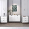 Festivo 3pc Modern Elegance 3 Drawer Nightstands And 6 Drawer Dresser Set Off-White