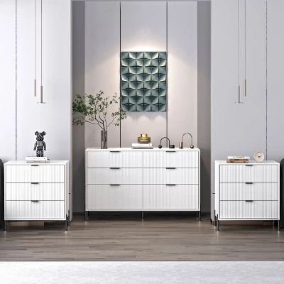 Festivo 3pc Modern Elegance 3 Drawer Nightstands And 6 Drawer Dresser Set Off-White 1 Festivo 3pc Modern Elegance 3 Drawer Nightstands And 6 Drawer Dresser Set Off-White