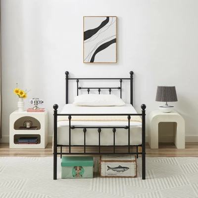 VECELO Twin/Full/Queen Metal Platform Bed Frame With Headboard And Footboard, Industrial Bed Frame, No Box Spring Needed, Storage Space 3 VECELO Twin/Full/Queen Metal Platform Bed Frame With Headboard And Footboard, Industrial Bed Frame, No Box Spring Needed, Storage Space - Image 3