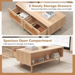 Costway Rattan Coffee Table Mid Century Modern Center Table With 2 Storage Drawers 13 Costway Rattan Coffee Table Mid Century Modern Center Table With 2 Storage Drawers -Baxton Studio Sale Shop GUEST e62e3bec 63e9 41e9 bf54 297001f65074