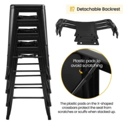 Yaheetech 26" Stackable Low Back Metal Counter Height Bar Stools With Footrest, Set Of 4 -Baxton Studio Sale Shop GUEST e67e16e8 a7d0 4bd7 a660 ea4ed8de4904