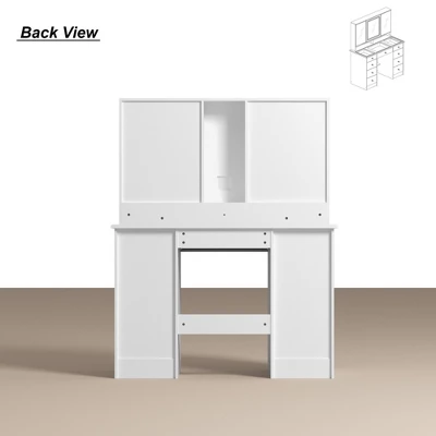 Famapy 43"W Large Vanity Table 9-Drawer Vanity Set With Crystal Pulls And Versatile Mirror Lighting 14 Famapy 43"W Large Vanity Table 9-Drawer Vanity Set With Crystal Pulls And Versatile Mirror Lighting - Image 14